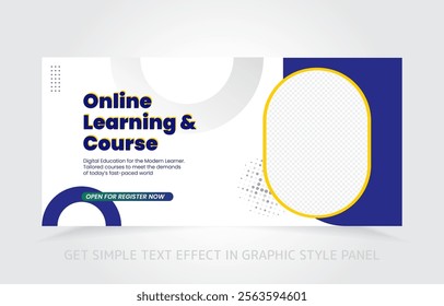 Professional online learning banner, ideal for e-learning platforms and programs.