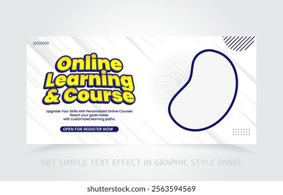 "Professional online learning banner template featuring modern design elements, clean layouts, and engaging visuals, ideal for promoting e-learning platforms, educational courses, or training programs