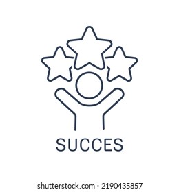 oportunidades profesionales. Éxito. Icono lineal vectorial aislado en fondo blanco.