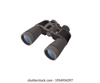 Professional optical device black classic binoculars vector illustration isolated on white background