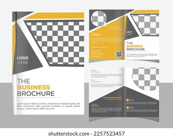 Professional Orange  color Business Bi Fold Brochure Design Template for your Company, Corporate, Business, Advertising, Marketing, Agency, and Internet business.