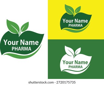 Logotipo de folha orgânica profissional definido para marcas farmacêuticas, de saúde ou de bem-estar.
