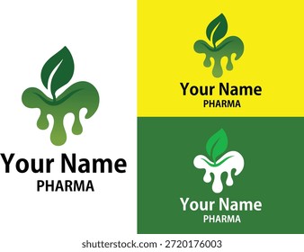 Logotipo de folha orgânica profissional definido para marcas farmacêuticas, de saúde ou de bem-estar.
