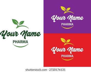 Logotipo de folha orgânica profissional definido para marcas farmacêuticas, de saúde ou de bem-estar.