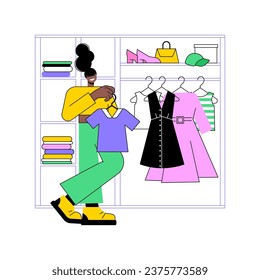 Professional organizer isolated cartoon vector illustrations. Professional assistant organizing a wardrobe, put clothes in order, small business, self-employed woman, freelancer vector cartoon.