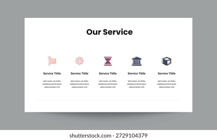 Professional Our Service presentation slide template created to present company services and business solutions clearly and effectively. Suitable for corporate presentations business profiles startup pitch decks and service introduction slides. Modern clean layout fully editable and easy to customize for any professional use.