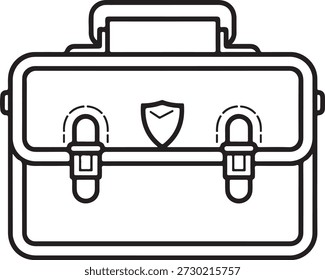 Professional outline attache case with locks and protection crest for corporate travel documents legal secure transport