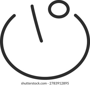 Professional outline icon of a circular timer with a pointer. Symbolizes self-timer mode, countdown shooting, delay capture, and time management for camera menus with adjustable line thickness.