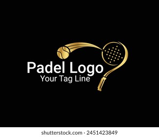 Diseño del logotipo del pádel del del Profesional, logotipo del pádel del tenis, logotipo del club del pádel, raqueta del pádel y Vector del logotipo de la bola