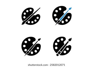Professional Paintbrush and Palette Icon for Branding, Paintbrush and palette symbol, Artistic tools icon, Digital art icon, Art equipment