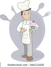 professional pastry chef drawing vector