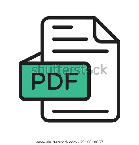 Professional PDF file icon, for representing digital documents