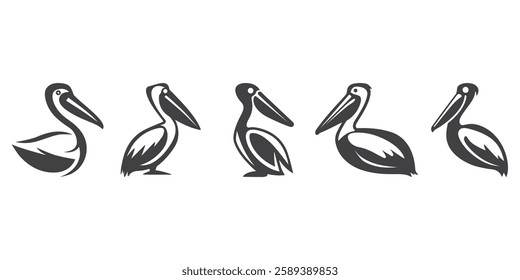 Professional Pelican Logo Icons Silhouette Vector Illustration