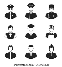 professional people avatars flat style icons set