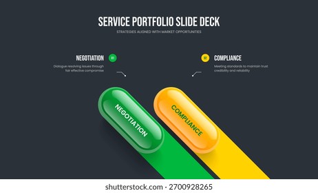 Professional Performance Frame Template Vector Illustration. Corporate Insight 2 Element Diagram Presentation Design. Visual Campaign Two Option Infographic Slide Layout.