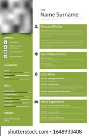 Professional personal resume cv in green white design