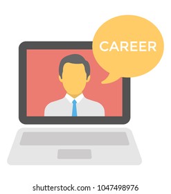 
A Professional Personal Talking About Career On Laptop Screen Concept Of Career Counselling
