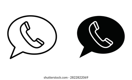 Professional phone call speech bubble icons for contact us sections, customer support, and communication interfaces.