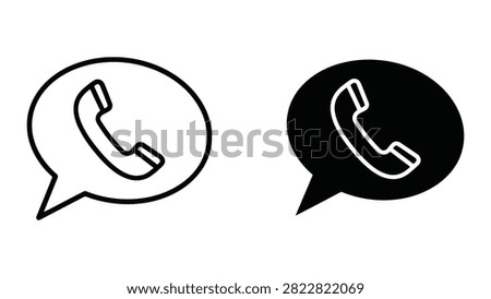 Professional phone call speech bubble icons for contact us sections, customer support, and communication interfaces.