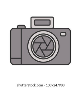 Professional photo camera color icon. Isolated vector illustration