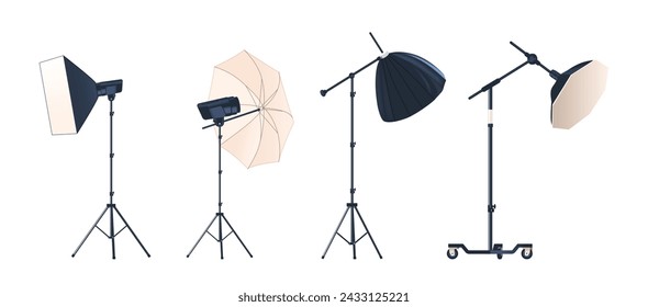 Professional Photo Studio Light Setup, Includes Softbox, Umbrella, Light On Tripods For Controlled Illumination