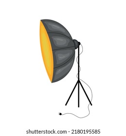 Professional Photo Studio Lighting Equipment And Camera Vector Illustration Set. Icon For Photo And Video Studios.