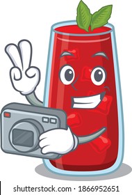 a professional photographer bloody mary cocktail cartoon picture working with camera