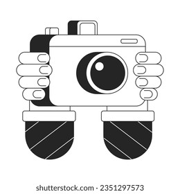 Professionelle Fotografie flach monochrome einzelne Vektorgrafik-Objekt. Gerät zum Fotografieren. Bearbeitbare Schwarz-Weiß-Kunstzeichnung. Einfache Umriss-Spot-Illustration für Web-Grafikdesign