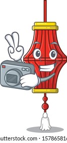 a professional Photographer chinese paper lanterns cartoon character with a camera