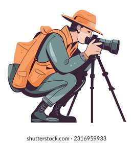 The professional photographer, equipped with camera isolated