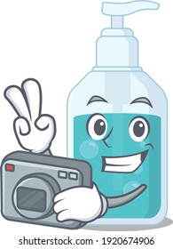 a professional photographer hand sanitizer cartoon picture working with camera
