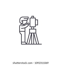 Professional photographer linear icon concept. Professional photographer line vector sign, symbol, illustration.