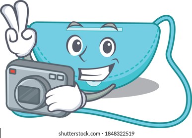 a professional photographer sling bag cartoon picture working with camera