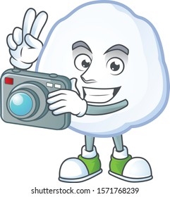 Professional Photographer Snowball Cartoon Character Camera Stock