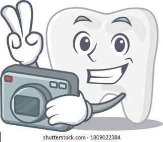 A Professional Photographer Tooth Cartoon Picture Working With Camera