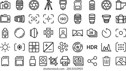 Professional Photography and Camera Gear Icon Set