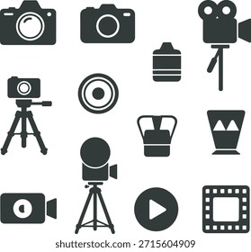 Professional Photography Equipment and Camera Vector Icon Pack