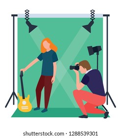 Professional photography flat illustration vector, photoshoot concept 