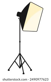 Professional photography lighting with a softbox on a stand for a photography studio in vector