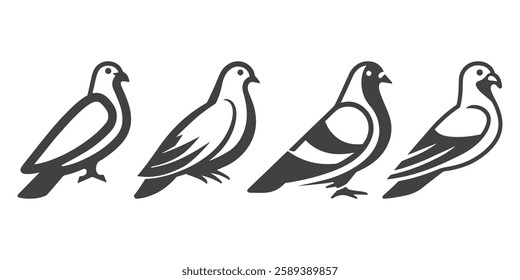 Professional Pigeon Bird Logo Icons Silhouette Vector Illustration