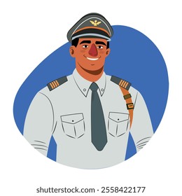 Professional Pilot illustration in a flat style 
