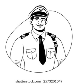 Professional Pilot illustration in a glyph style 
