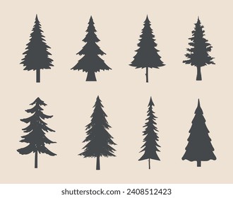 professional pine trees silhouette vector art