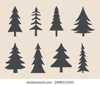 professional pine trees silhouette vector art