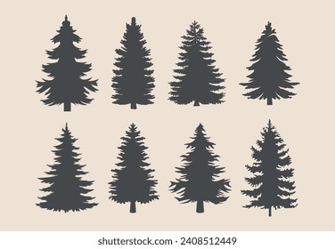 professional pine trees silhouette vector art