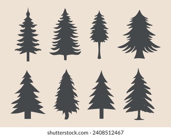 professional pine trees silhouette vector art