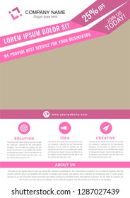 Professional pink flyer template. Vector illustration.