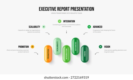 Professional Plan Five Option Infographic Slide Template. Financial Introduction 5 Element Diagram Frame Design. Modern Review Slideshow Layout Vector Illustration. - Powered by Shutterstock - Get 15% off with code: PIKWIZARD15