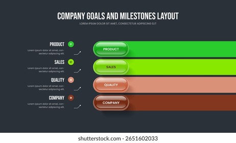 Professional Planning Four Element Infographic Presentation Template. Sales Innovation Slideshow Layout Vector Illustration. Corporate Growth 4 Option Diagram Frame Design.