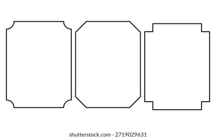Modelos de contorno de placa profissional conjunto isolado no branco. Quadros vetoriais versáteis para certificados, prêmios, rótulos e projetos de design de emblema clássico com linhas minimalistas limpas.